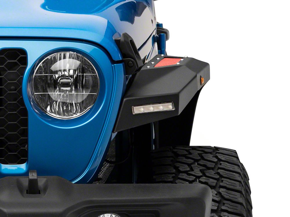 Barricade X-Series Front Fender Flares with LED DRL and Marker Lights; Red Inserts (20-25 Jeep Gladiator JT)