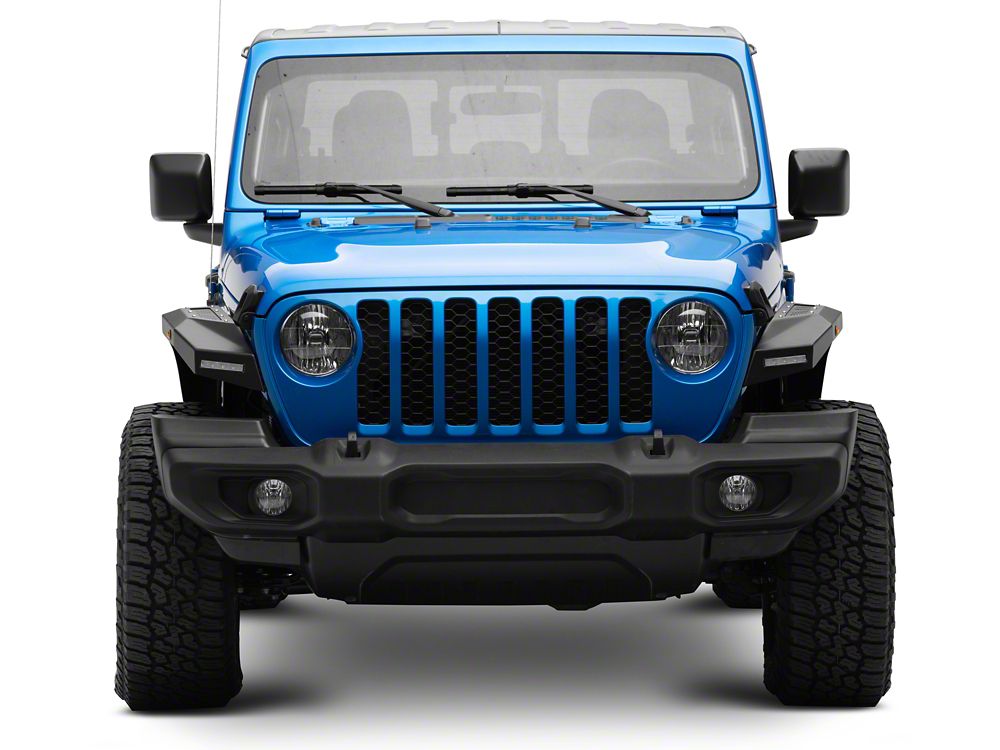 Barricade X-Series Front Fender Flares with LED DRL and Marker Lights; Black Inserts (20-25 Jeep Gladiator JT)