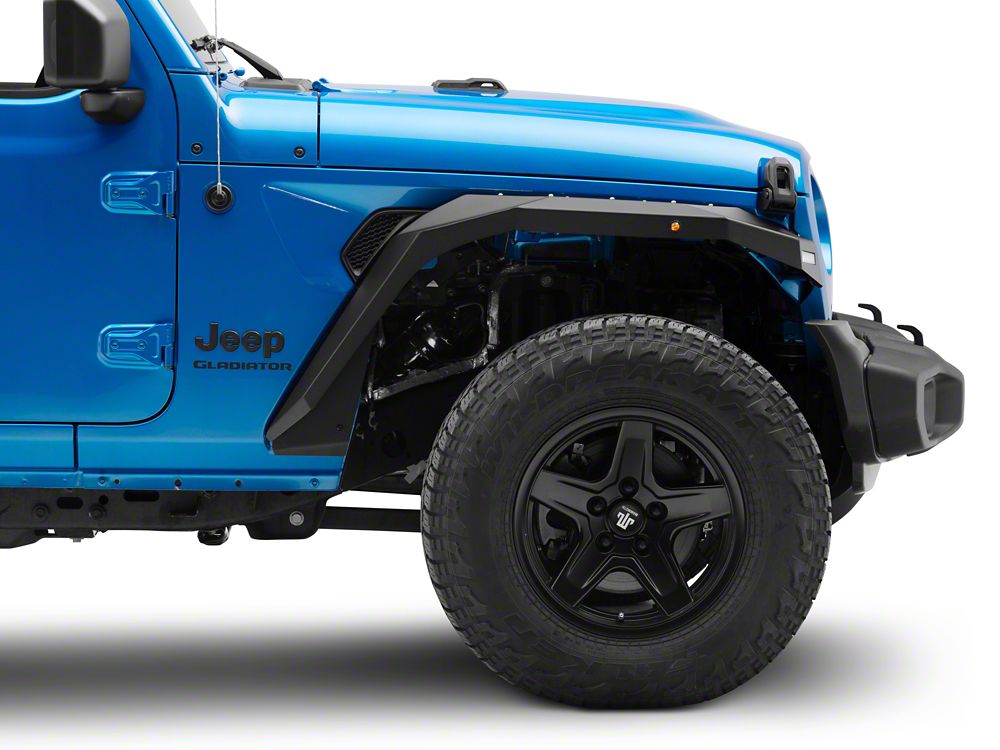 Barricade X-Series Front Fender Flares with LED DRL and Marker Lights; Black Inserts (20-25 Jeep Gladiator JT)