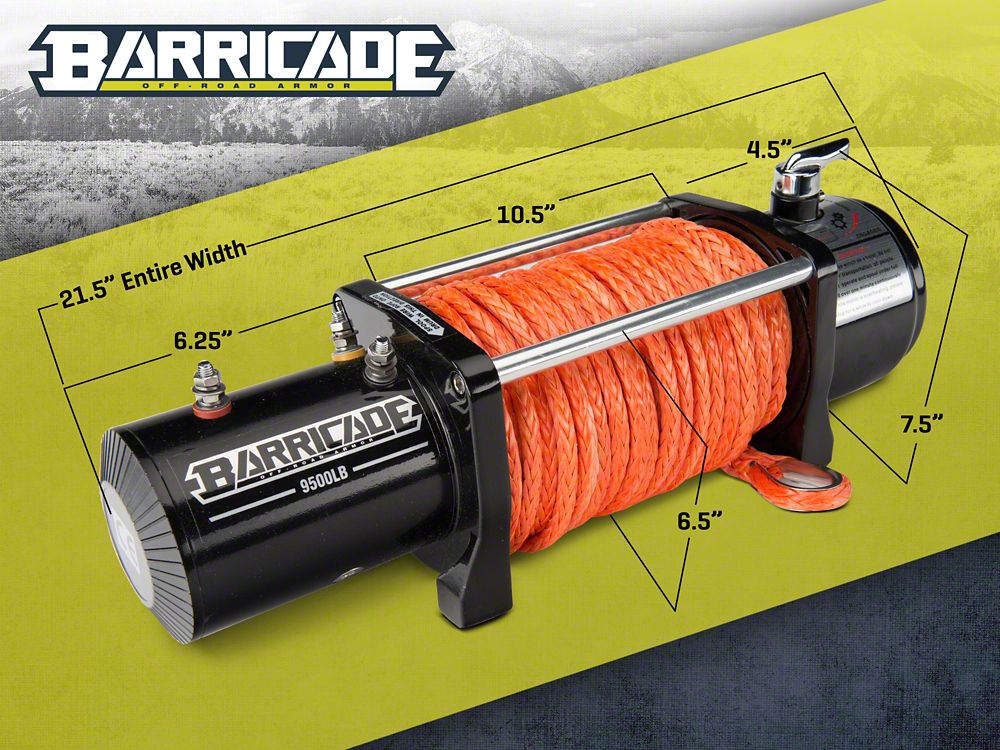 Barricade 12,000 lb. Winch with Synthetic Rope (Universal; Some Adaptation May Be Required)