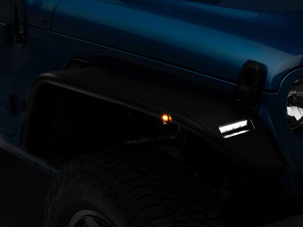 Barricade Tubular Fender Flares with LED DRL and Marker Lights; Front and Rear (20-25 Jeep Gladiator JT)