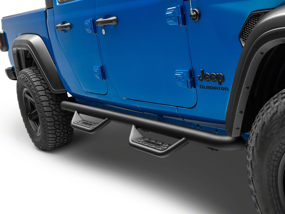 Barricade Tubular Drop Steps; Fine Textured Black (20-25 Jeep Gladiator JT)