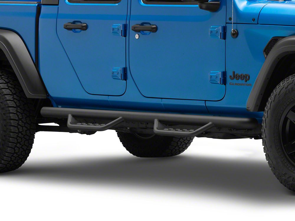 Barricade Tubular Drop Steps; Fine Textured Black (20-25 Jeep Gladiator JT)