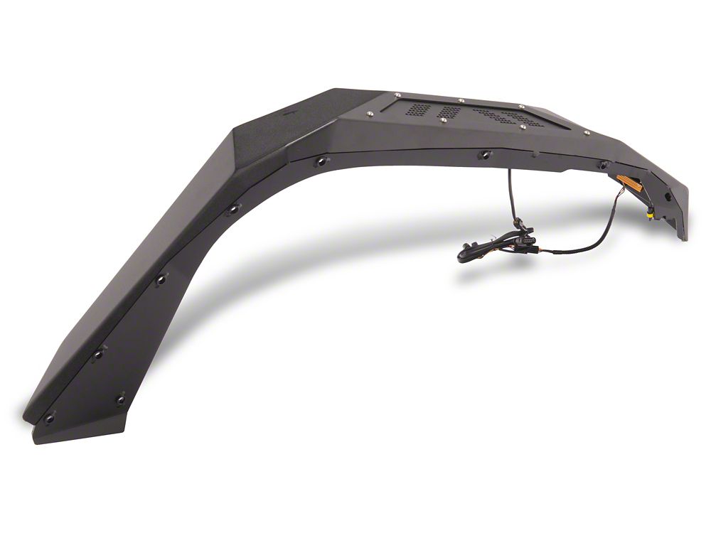 Barricade X-Series Fender Flares with LED DRL and Marker Lights; Black Inserts; Front (20-25 Jeep Gladiator JT)