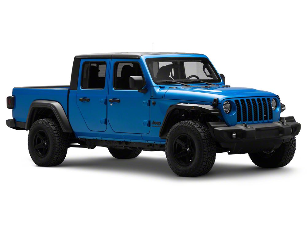 Barricade X-Series Fender Flares with LED DRL and Marker Lights; Black Inserts; Front (20-25 Jeep Gladiator JT)