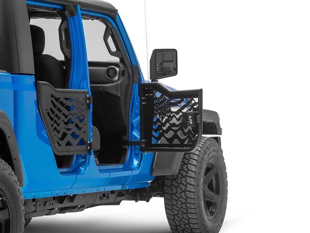 Barricade US Flag Tubular Doors With Mirrors (20-25 Jeep Gladiator JT)