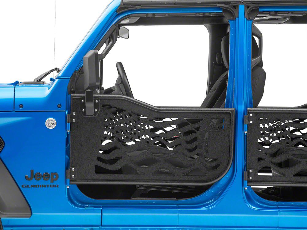 Barricade US Flag Tubular Doors With Mirrors (20-25 Jeep Gladiator JT)