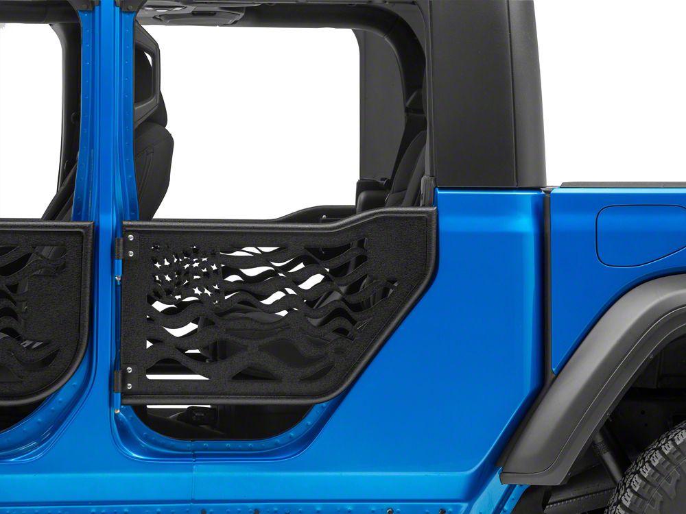 Barricade US Flag Tubular Doors With Mirrors (20-25 Jeep Gladiator JT)