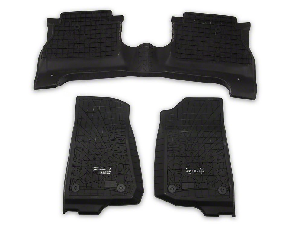 Barricade Custom Fit All-Weather Front and Rear Floor Liners; Black (20-25 Jeep Gladiator JT w/o Rear Underseat Storage)