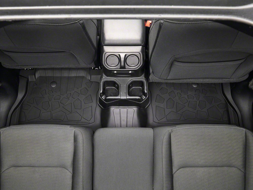 Barricade Custom Fit All-Weather Front and Rear Floor Liners; Black (20-25 Jeep Gladiator JT w/o Rear Underseat Storage)