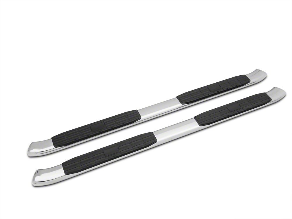 Barricade Pinnacle 4-Inch Oval Bent End Side Step Bars; Stainless Steel (09-18 RAM 1500 Quad Cab, Crew Cab)