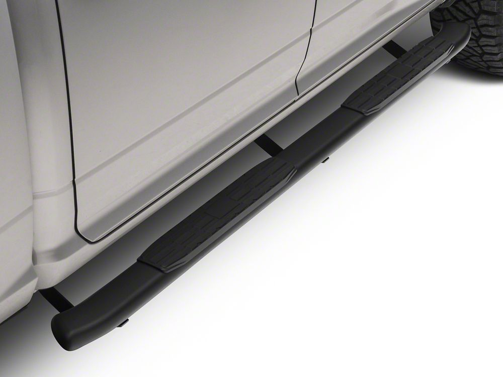 Barricade Pinnacle 4-Inch Oval Bent End Side Step Bars; Textured Black (09-18 RAM 1500 Quad Cab, Crew Cab)