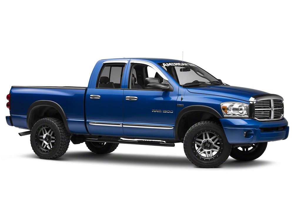 Barricade 5-Inch Oval Bent End Side Step Bars; Black (02-08 RAM 1500 Quad Cab)