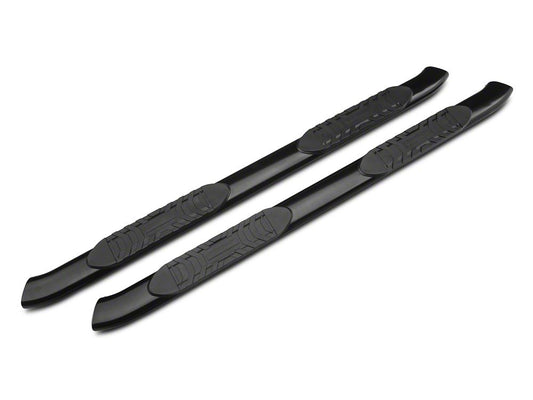 Barricade 5-Inch Oval Bent End Side Step Bars; Black (02-08 RAM 1500 Quad Cab)