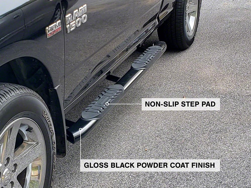 Barricade 5-Inch Oval Bent End Side Step Bars; Black (09-18 RAM 1500 Quad Cab, Crew Cab)