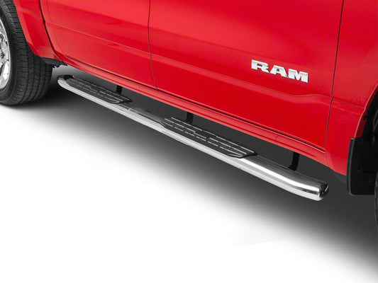 Barricade Pinnacle 4-Inch Oval Bent End Side Step Bars; Stainless Steel (19-25 RAM 1500 Crew Cab)