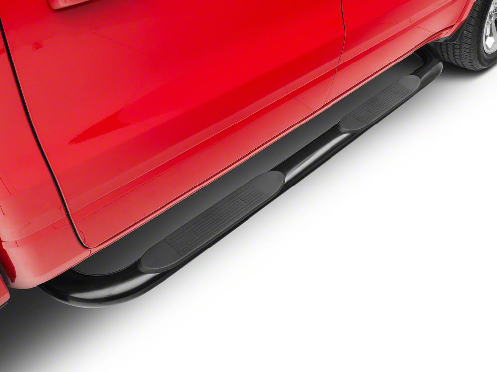 Barricade 4-Inch Oval Bent End Side Step Bars; Black (19-25 RAM 1500 Crew Cab)