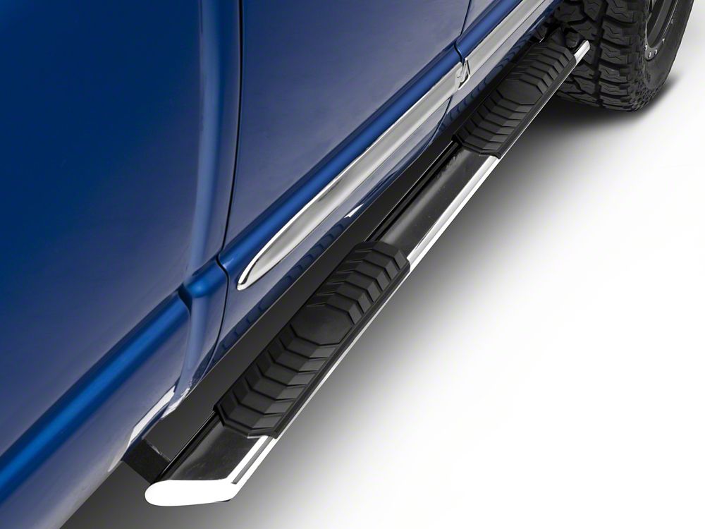 Barricade 4-Inch Flat Oval Running Boards; Stainless Steel (02-08 RAM 1500 Quad Cab)