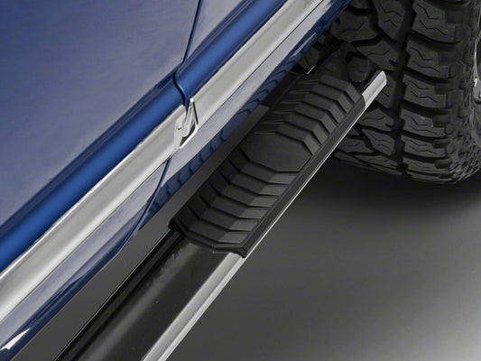 Barricade 4-Inch Flat Oval Running Boards; Stainless Steel (02-08 RAM 1500 Quad Cab)