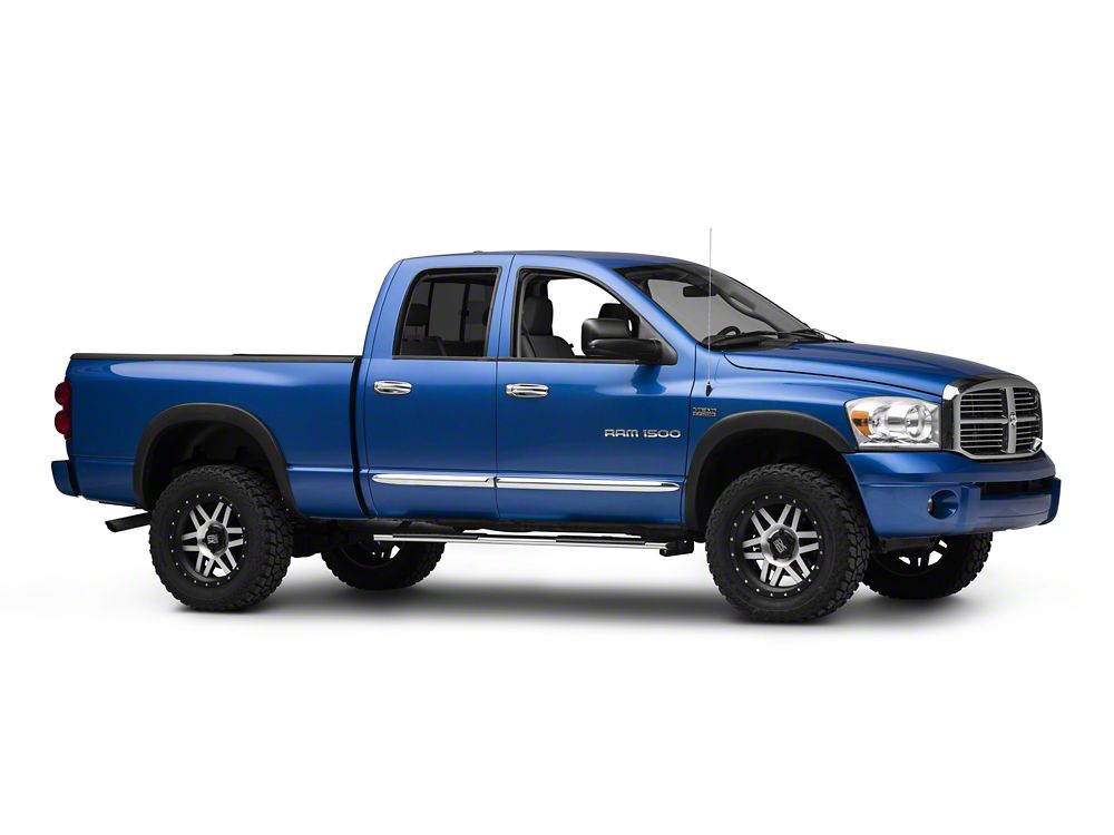 Barricade 4-Inch Flat Oval Running Boards; Stainless Steel (02-08 RAM 1500 Quad Cab)
