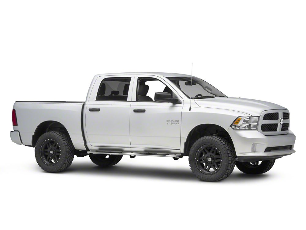 Barricade 4-Inch Flat Oval Running Boards; Stainless Steel (09-18 RAM 1500 Crew Cab)
