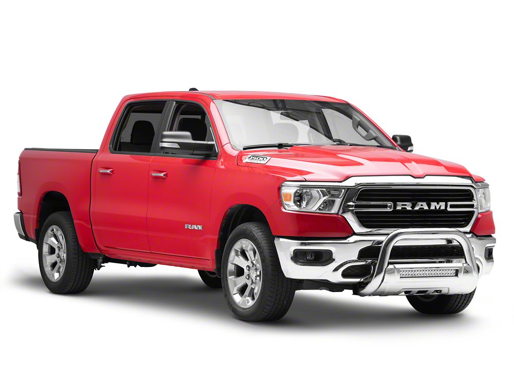 Barricade 3.50-Inch Oval Bull Bar with Skid Plate and 20-Inch LED Light Bar; Stainless Steel (19-24 RAM 1500, Excluding Rebel & TRX)