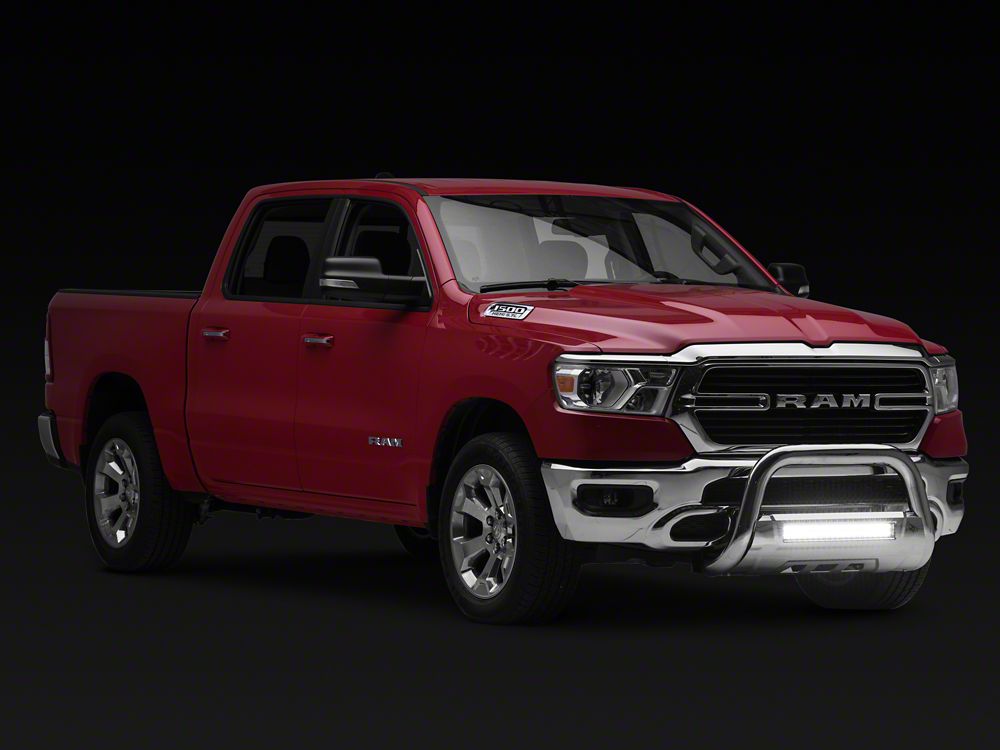Barricade 3.50-Inch Oval Bull Bar with Skid Plate and 20-Inch LED Light Bar; Stainless Steel (19-24 RAM 1500, Excluding Rebel & TRX)