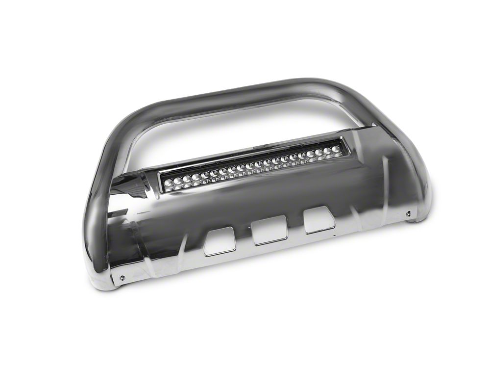 Barricade 3.50-Inch Oval Bull Bar with Skid Plate and 20-Inch LED Light Bar; Stainless Steel (19-24 RAM 1500, Excluding Rebel & TRX)