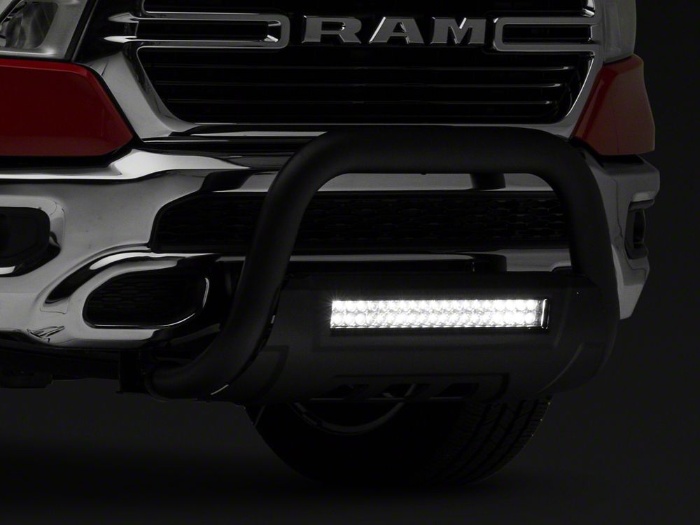 Barricade 3.50-Inch Bull Bar with Skid Plate and 20-Inch LED Light Bar; Textured Black (19-24 RAM 1500, Excluding Rebel & TRX)