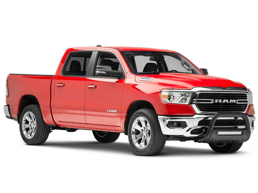 Barricade 3.50-Inch Bull Bar with Skid Plate and 20-Inch LED Light Bar; Textured Black (19-24 RAM 1500, Excluding Rebel & TRX)