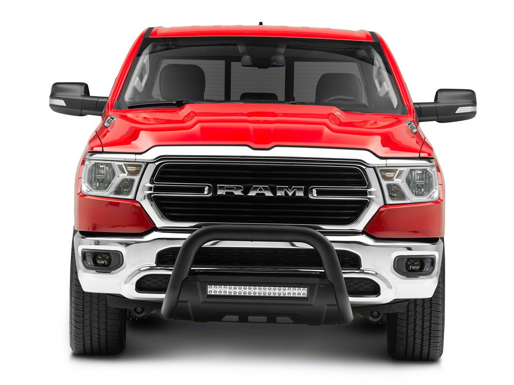 Barricade 3.50-Inch Bull Bar with Skid Plate and 20-Inch LED Light Bar; Textured Black (19-24 RAM 1500, Excluding Rebel & TRX)