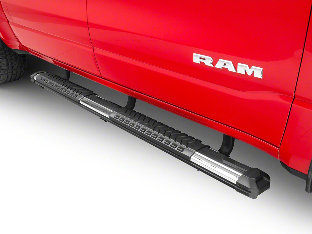 Barricade Saber 5-Inch Aluminum Side Step Bars; Stainless Cover Plates (19-25 RAM 1500 Quad Cab)