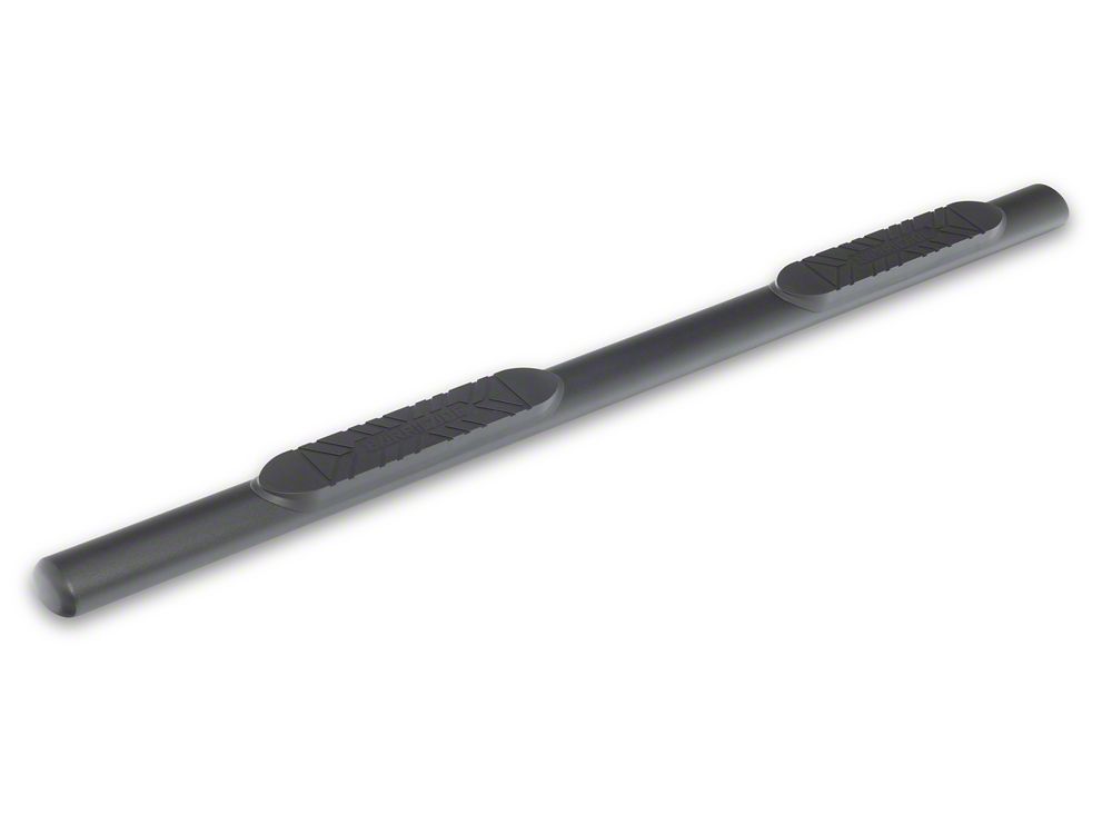 Barricade E-Series 4-Inch Oval Straight End Side Step Bars; Textured Black (19-25 RAM 1500 Crew Cab)