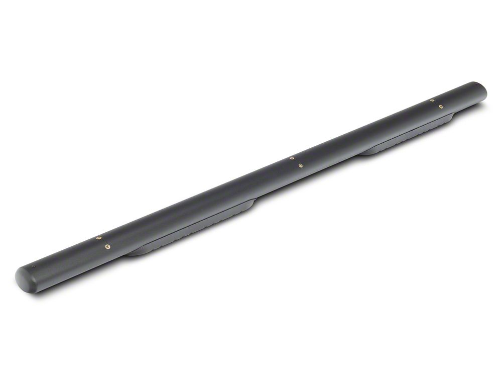 Barricade E-Series 4-Inch Oval Straight End Side Step Bars; Textured Black (19-25 RAM 1500 Crew Cab)