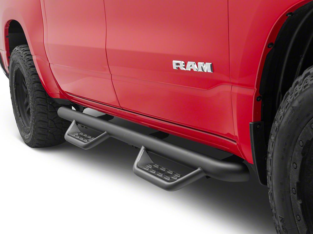 Barricade Tubular Drop Steps; Fine Textured Black Finish (19-25 RAM 1500 Crew Cab)