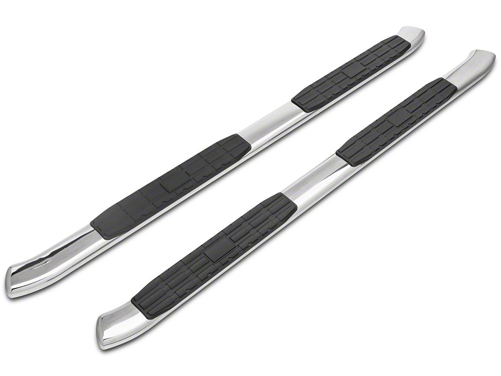Barricade Pinnacle 4-Inch Oval Bent End Side Step Bars; Rocker Mount; Stainless Steel (14-18 Silverado 1500 Double Cab, Crew Cab)