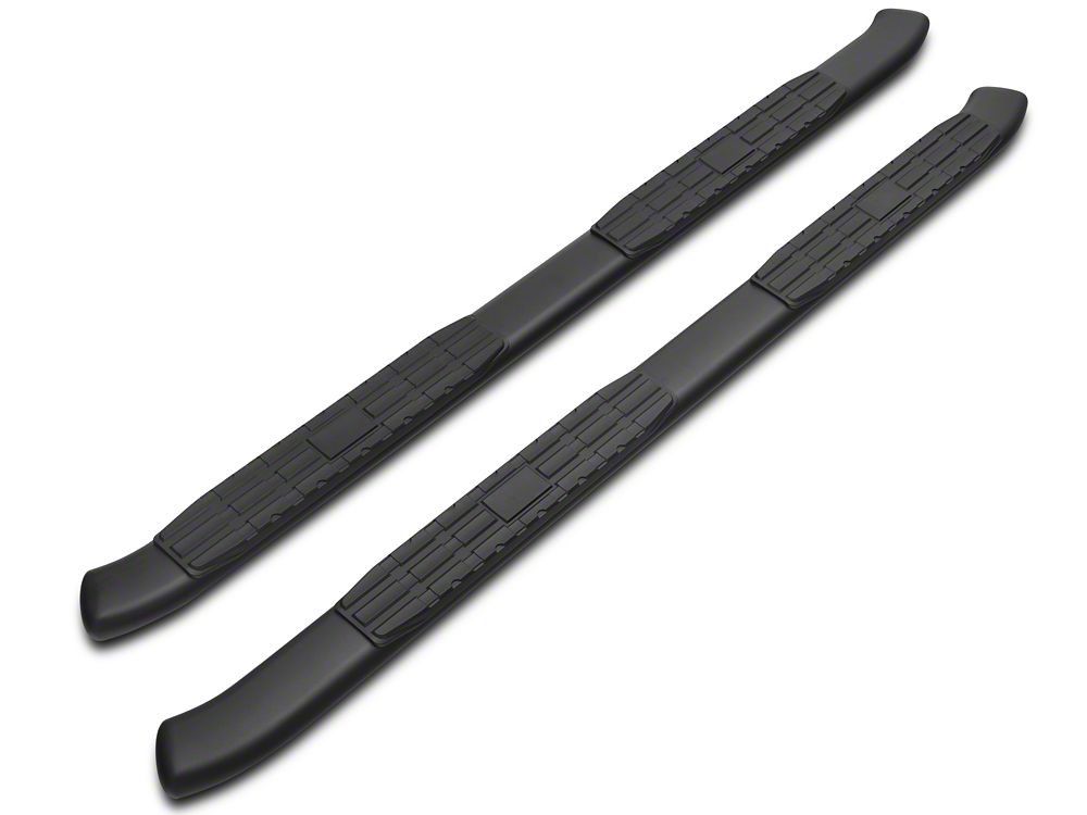 Barricade Pinnacle 4-Inch Oval Bent End Side Step Bars; Rocker Mount; Black (14-18 Silverado 1500 Double Cab, Crew Cab)