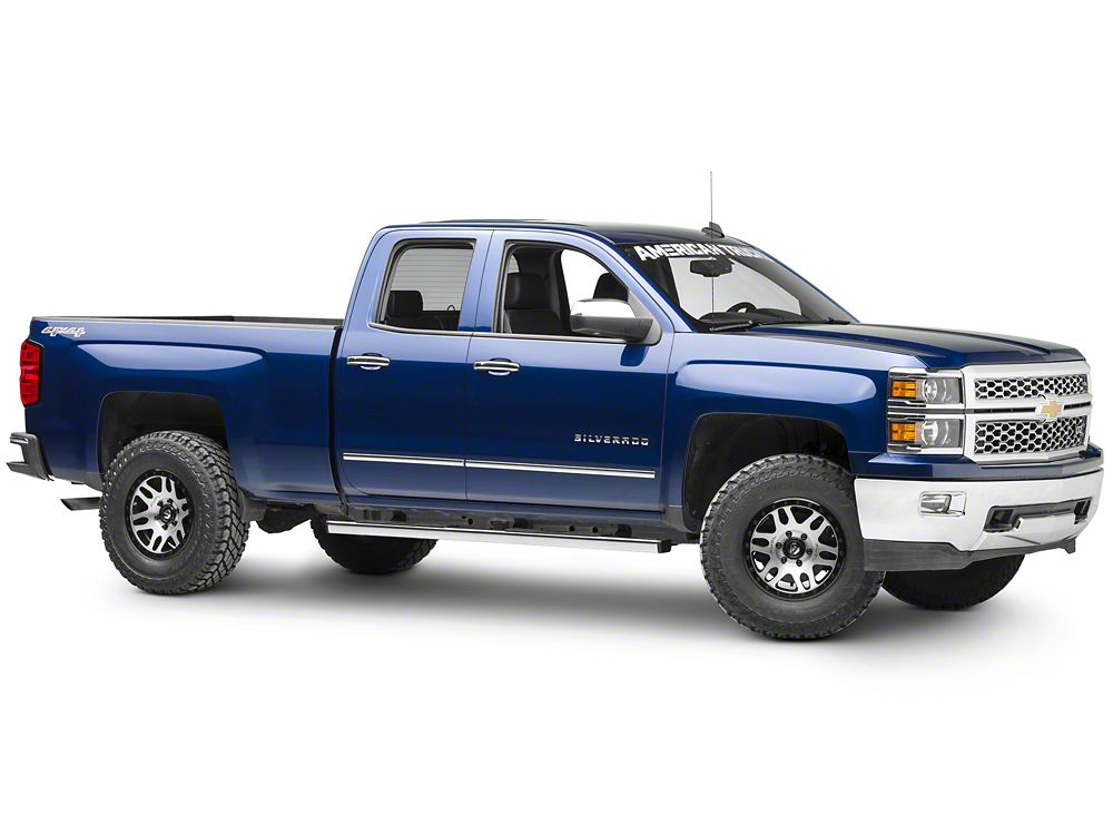 Barricade T4 Side Step Bars; Rocker Mount; Stainless Steel (14-18 Silverado 1500 Double Cab, Crew Cab)