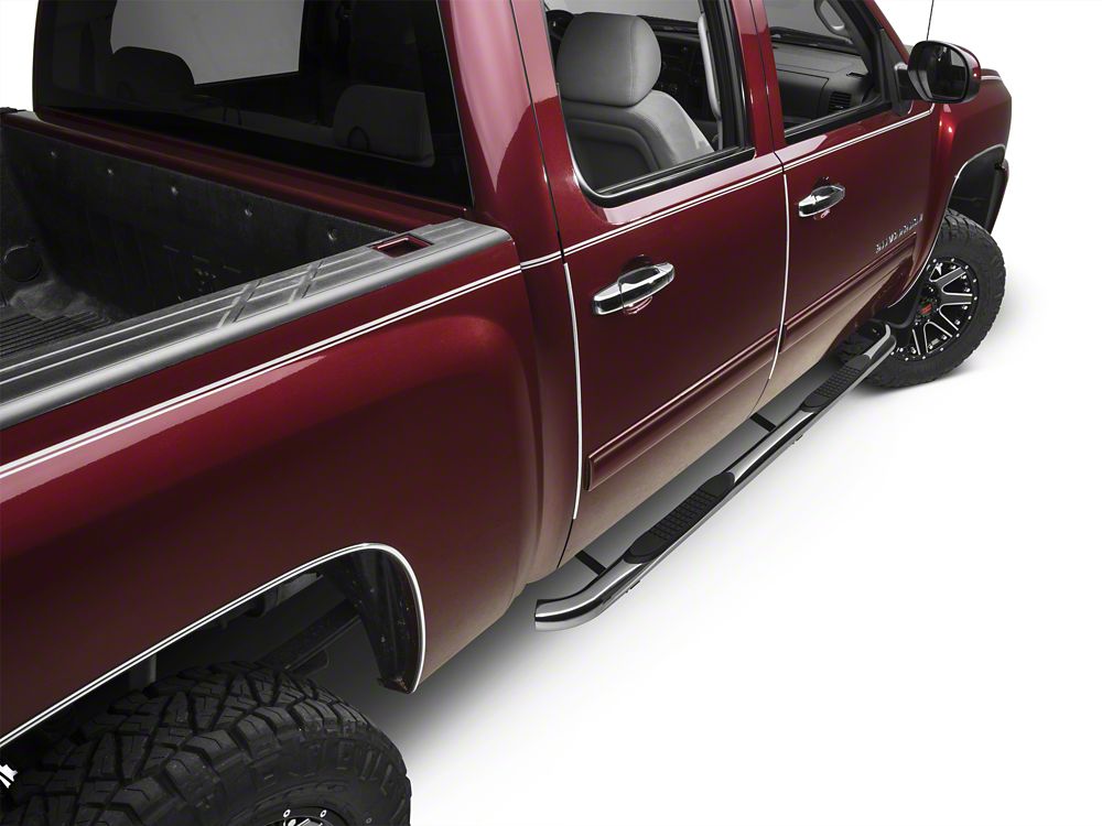 Barricade 3-Inch Side Step Bars; Rocker Mount; Stainless Steel (07-13 Silverado 1500)