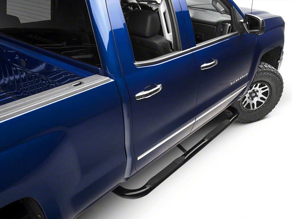 Barricade 3-Inch Side Step Bars; Body Mount; Black (14-18 Silverado 1500)