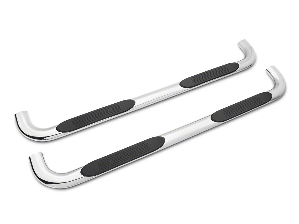 Barricade 4-Inch Oval Bent End Side Step Bars; Body Mount; Stainless Steel (99-13 Silverado 1500)