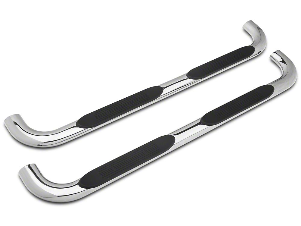 Barricade 4-Inch Oval Bent End Side Step Bars; Body Mount; Stainless Steel (14-18 Silverado 1500)