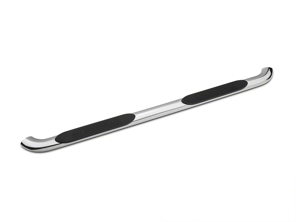Barricade 4-Inch Oval Bent End Side Step Bars; Rocker Mount; Stainless Steel (07-13 Silverado 1500)