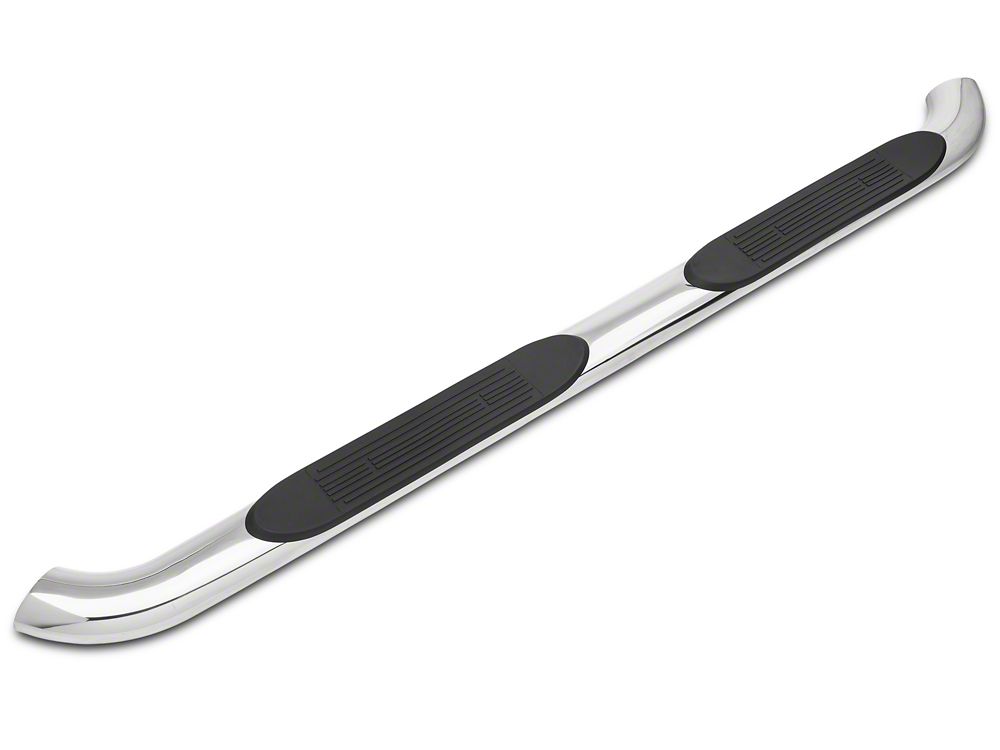 Barricade 4-Inch Oval Bent End Side Step Bars; Rocker Mount; Stainless Steel (14-18 Silverado 1500)