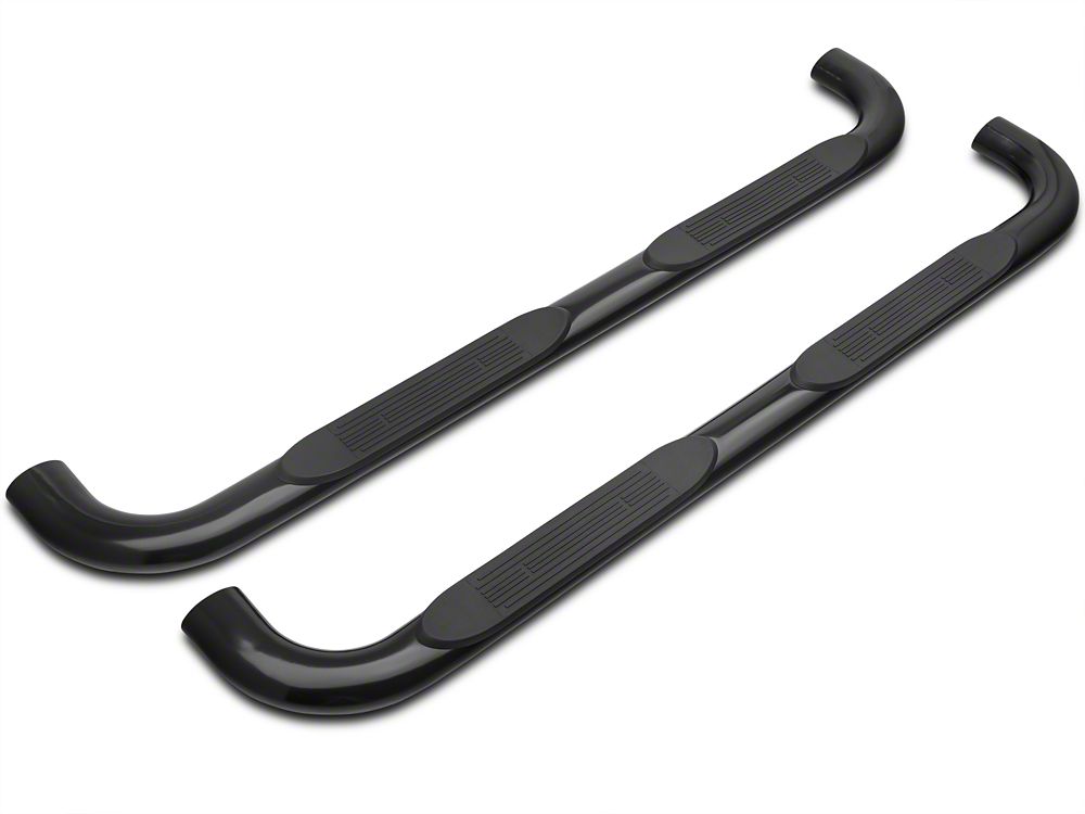Barricade 4-Inch Oval Bent End Side Step Bars; Body Mount; Black (14-18 Silverado 1500)