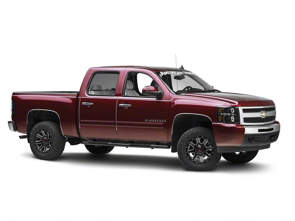 Barricade 4-Inch Oval Bent End Side Step Bars; Rocker Mount; Black (07-13 Silverado 1500)