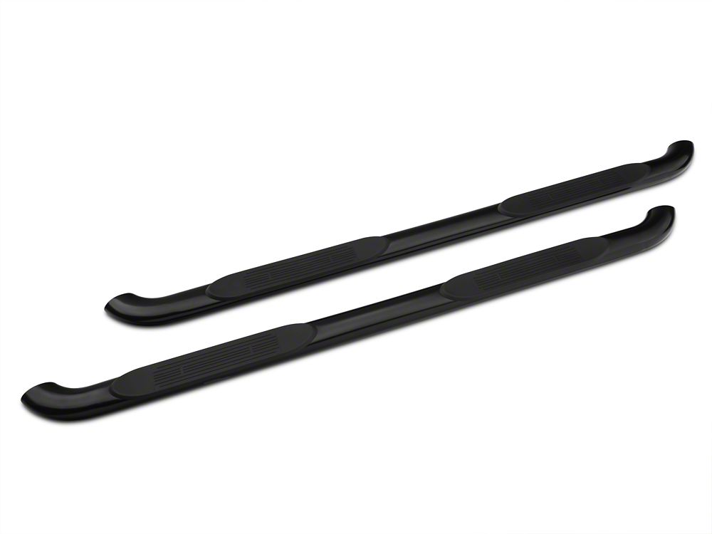 Barricade 4-Inch Oval Bent End Side Step Bars; Rocker Mount; Black (07-13 Silverado 1500)