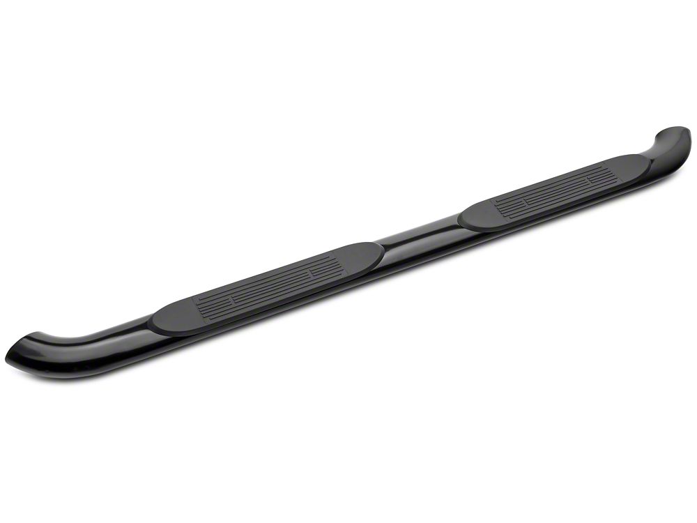 Barricade 4-Inch Oval Bent End Side Step Bars; Rocker Mount; Black (14-18 Silverado 1500)
