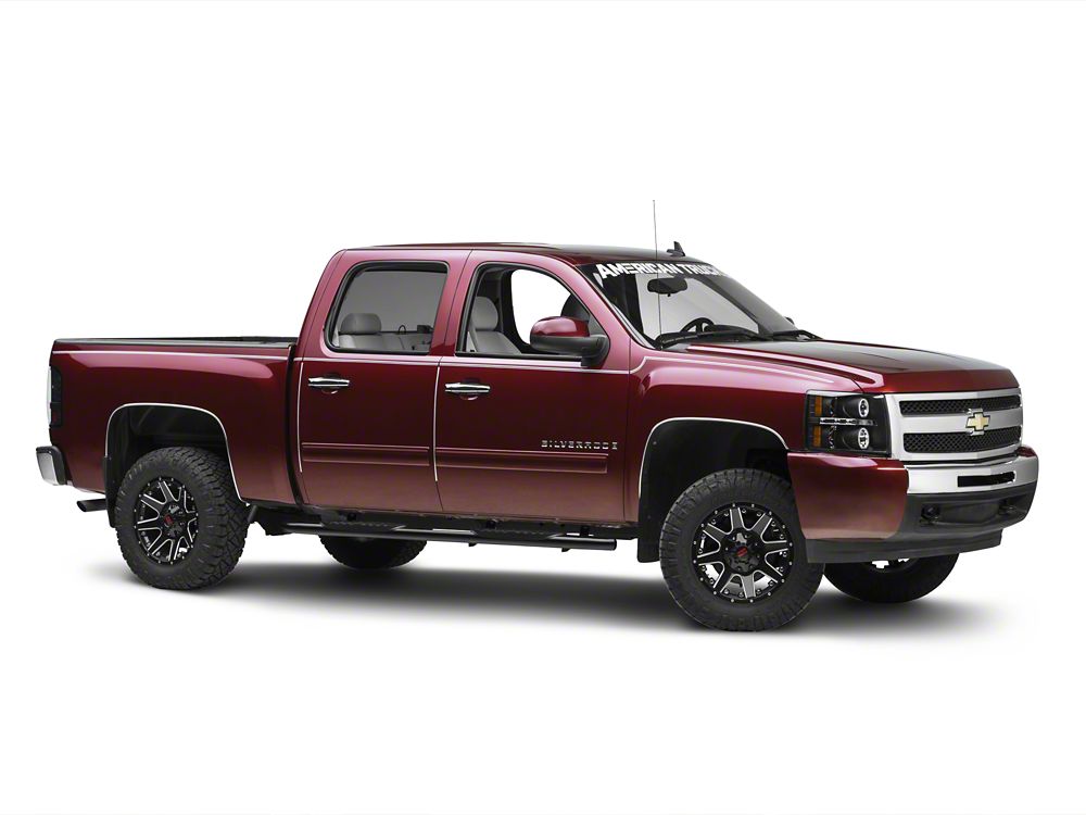 Barricade 5-Inch Oval Bent End Side Step Bars; Rocker Mount; Black (07-13 Silverado 1500)