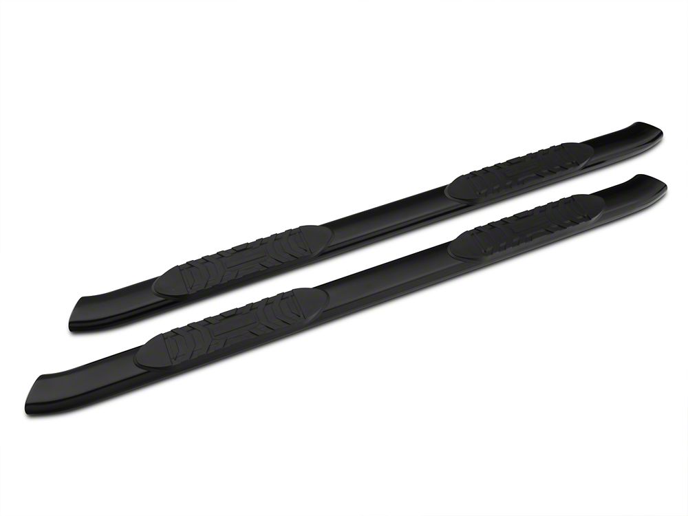 Barricade 5-Inch Oval Bent End Side Step Bars; Rocker Mount; Black (07-13 Silverado 1500)